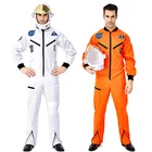 Роскошный костюм космонавта для взрослых мужчин оранжевый белый комбинезон космический полет космонавта Косплей Хэллоуин нарядное платье