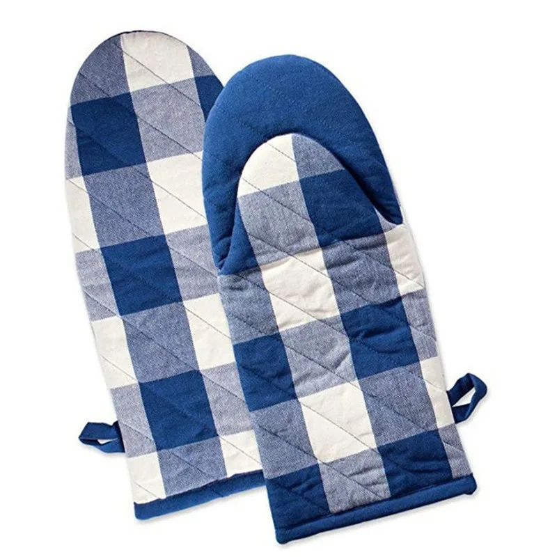 

Oven Mitts and Pot Holders Sets Anti-scald Thickened Cotton Gloves Resistant High Microwave Oven Baking Insulation Mat Plaid