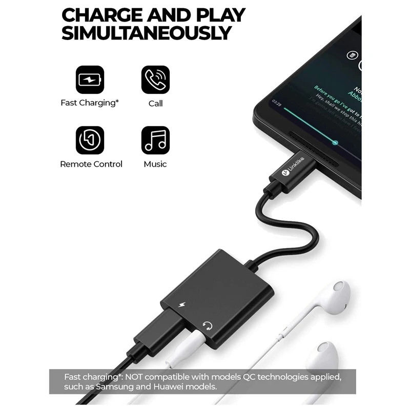 2In1 кабель Переходник USB C на 3 5 мм наушники адаптер переменного тока быстрая