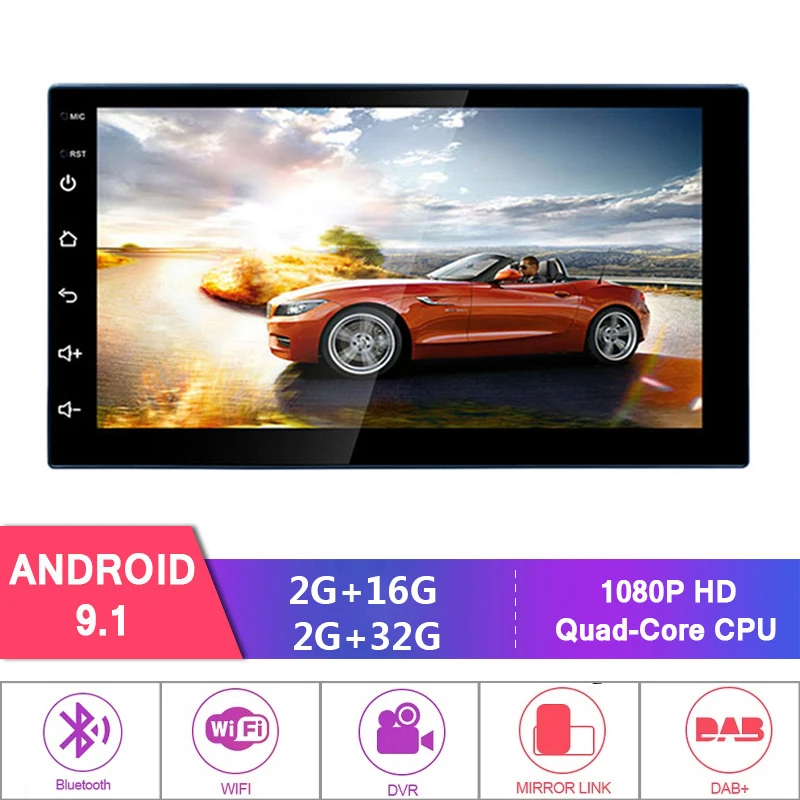 Автомобильный мультимедийный плеер 7 &quot 2 Din Android 9 1 радио стерео GPS навигация