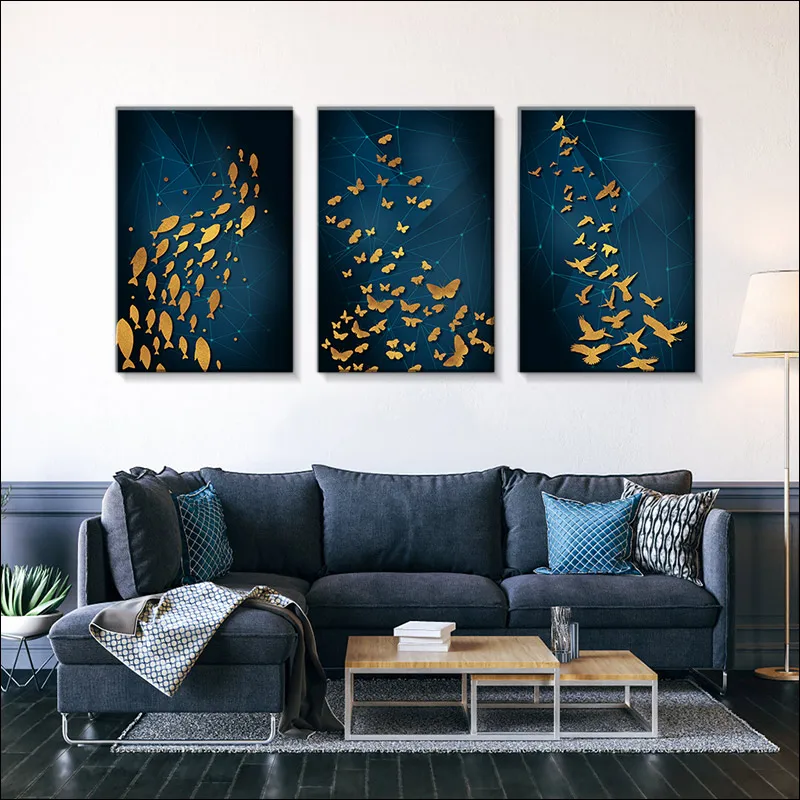 

Nordic Modern Wall Art Canvas Painting Bird Abstract Butterfly Poster and Printmaking Small Fish Living Room Bedroom Graphics Ho