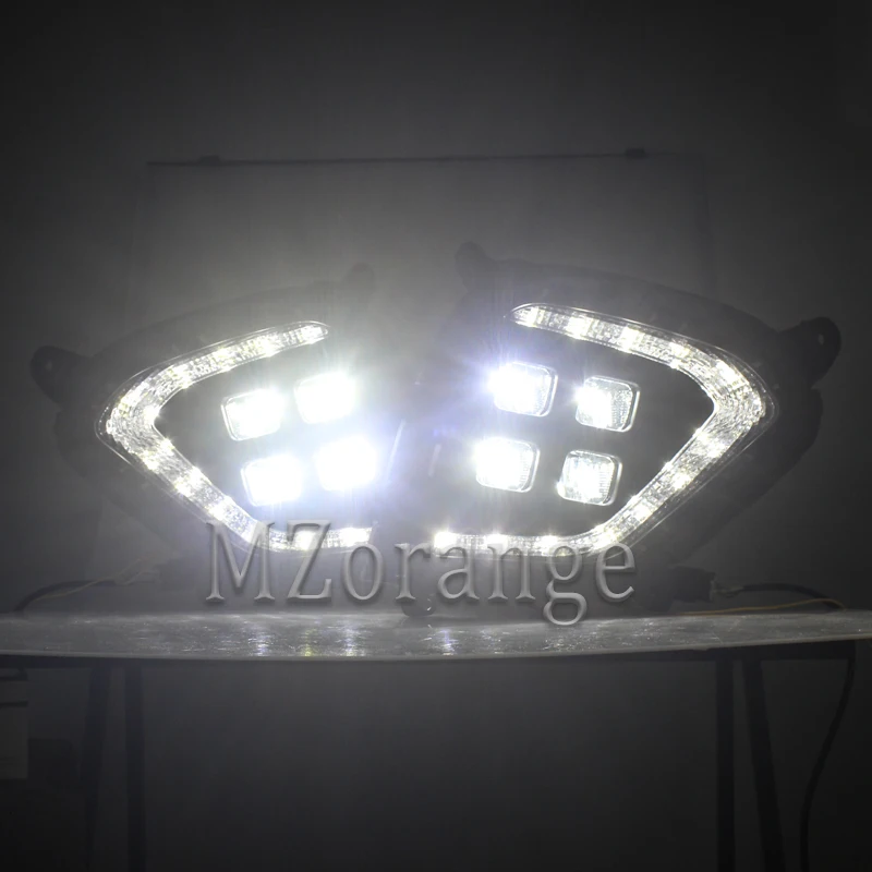 MZORANGE 2 шт. светодиодный DRL Дневной ходовой светильник для hyundai Creta IX25 противотуманная фара с желтым указателем поворота индийская версия - Цвет: White