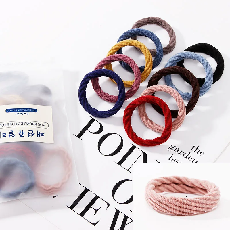 10pcs/Set New Women Basic Crude Elastic Hair Bands Ponytail Holder Scrunchie Headband Rubber Bands Fashion Hair Accessories