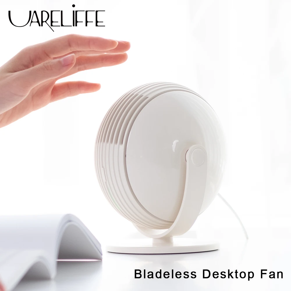 

Uareliffe Mini Desk Fan 3 Speeds Portable Bladeless Rotating Fan 120° Adjustment USB Summer Radiator For Office Car Home Travel
