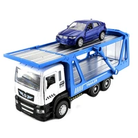 alloy toy trailer transport vehicle 18 5cm with one 164 small car 50010 1 open doors w lights and sound pull back power