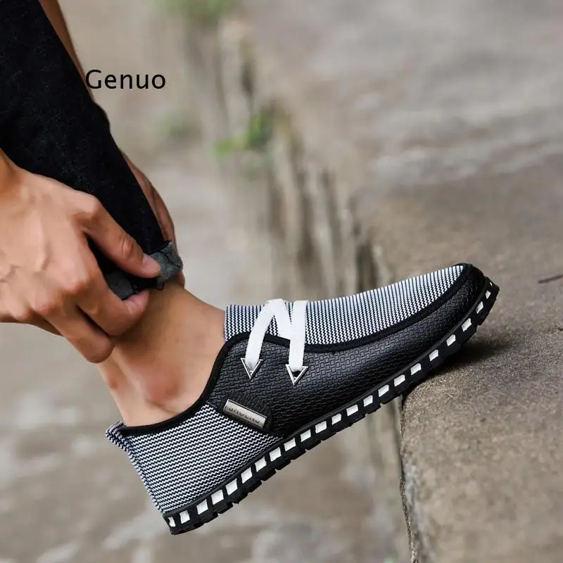 

Flax Breathable Solid Color Slip Men Driving Shoes Spring And Autumn New Style Breathable Men's Peas Shoes the British Sneakers