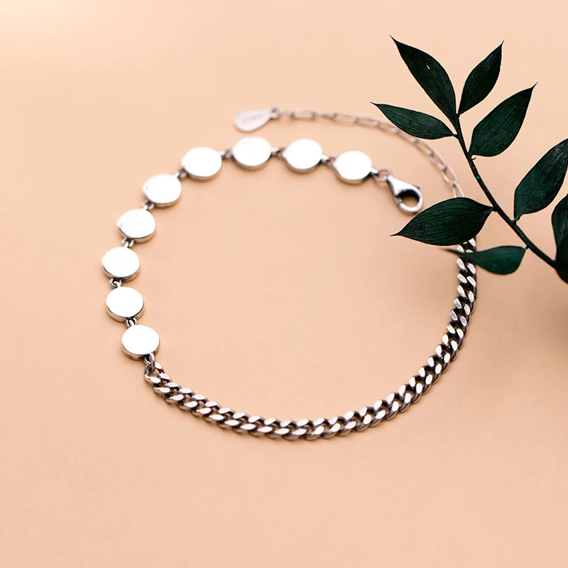 Панк монеты браслеты 100% настоящие 925 серебряные ювелирные изделия регулируемый