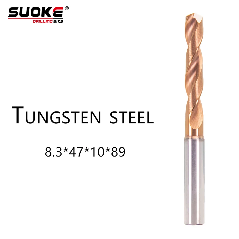 

SUOKE 8.3x47x10x89mm Durable Tungsten Carbide Twist Drill Tungsten Carbide Coated Tool Drilling and Milling Carbide Drill