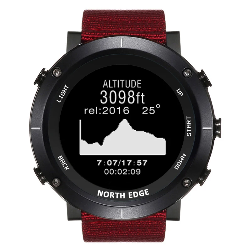 Red North Edge мужские спортивные цифровые часы водонепроницаемые 50 м часы gps Погодный альтиметр барометр компас пульсометр походные часы - Цвет: Red