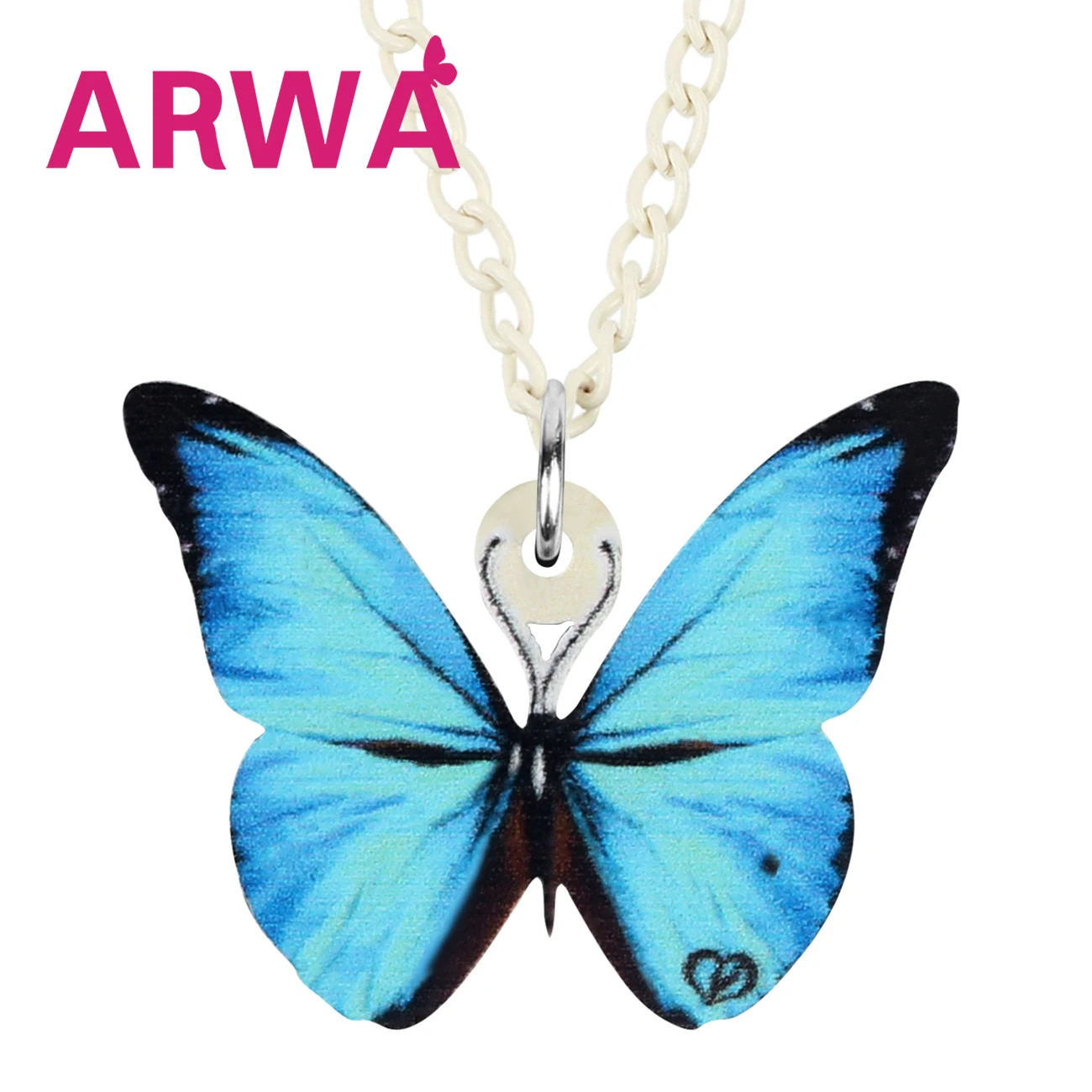 ARWA акриловые синий Morphidae Бабочка ожерелье цепочка милый кулон для животного