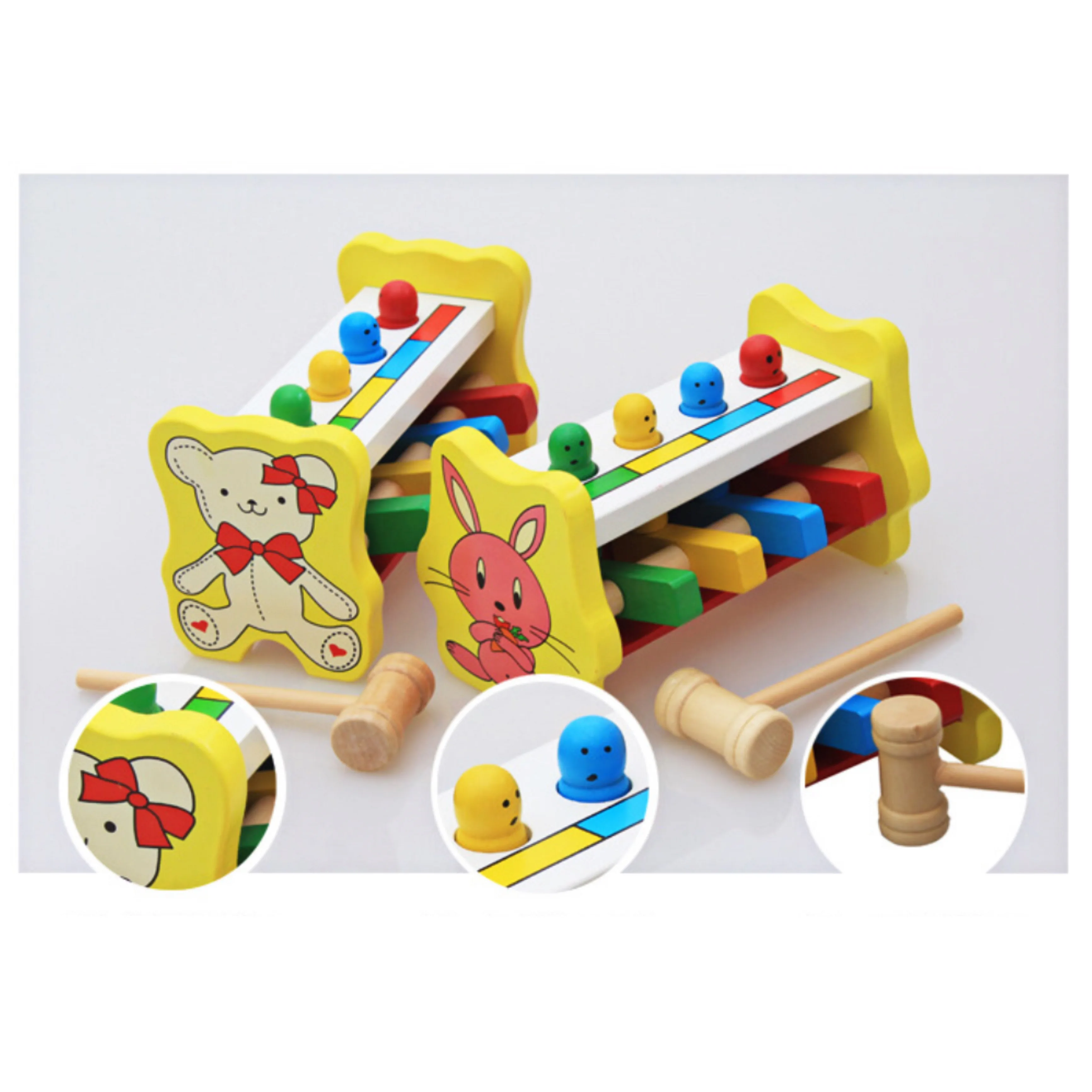 

Wooden Hammering Ball Hammer Box Children Fun Playing Hamster Game Toy Early Learning Educational Toys