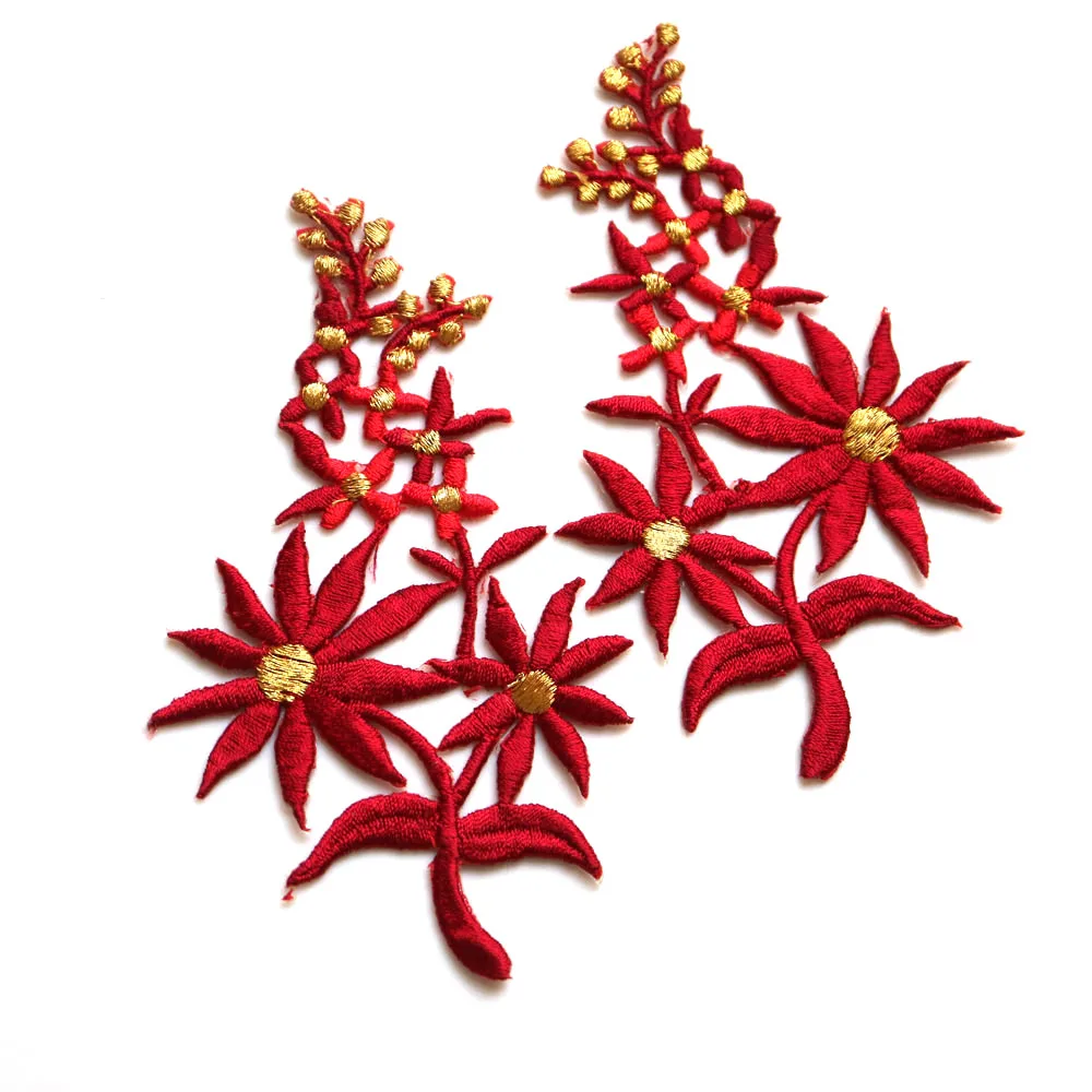 1 пара глажка Цветочная вышитая нашивка для одежды железные вышитые наклейки