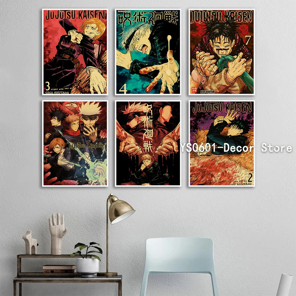

Anime Jujutsu Kaisen Vintage Wall Art Canvas Painting Posters and Prints Pictures Home Bedroom Living Room Decor (No Frame)