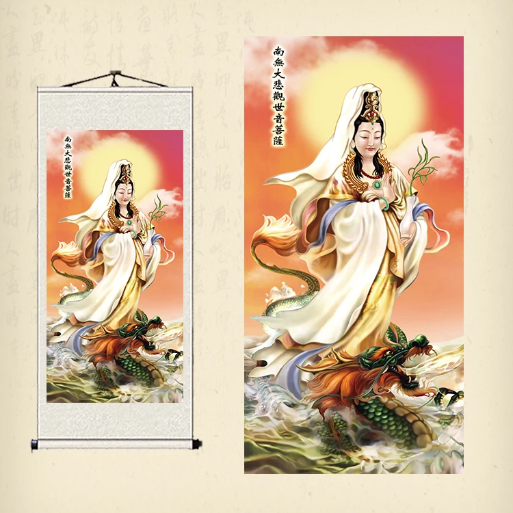 

Buddhism portraits, Nanwu Guanyin Bodhisattva Silk scroll painting