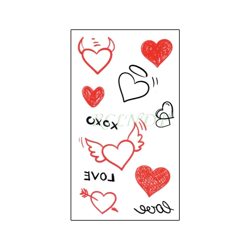 Водостойкие временные тату-наклейки любовь сердце крылья стрела ненастоящие