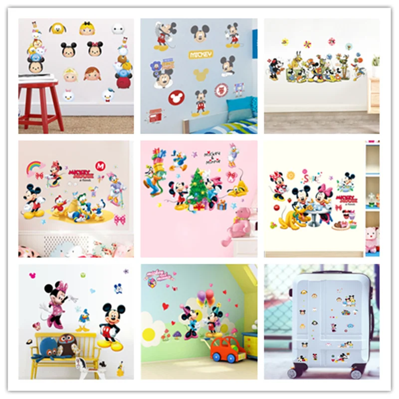 % Новые Мультяшные наклейки Микки Минни Дейзи Дак Дональд Детская комната ПВХ