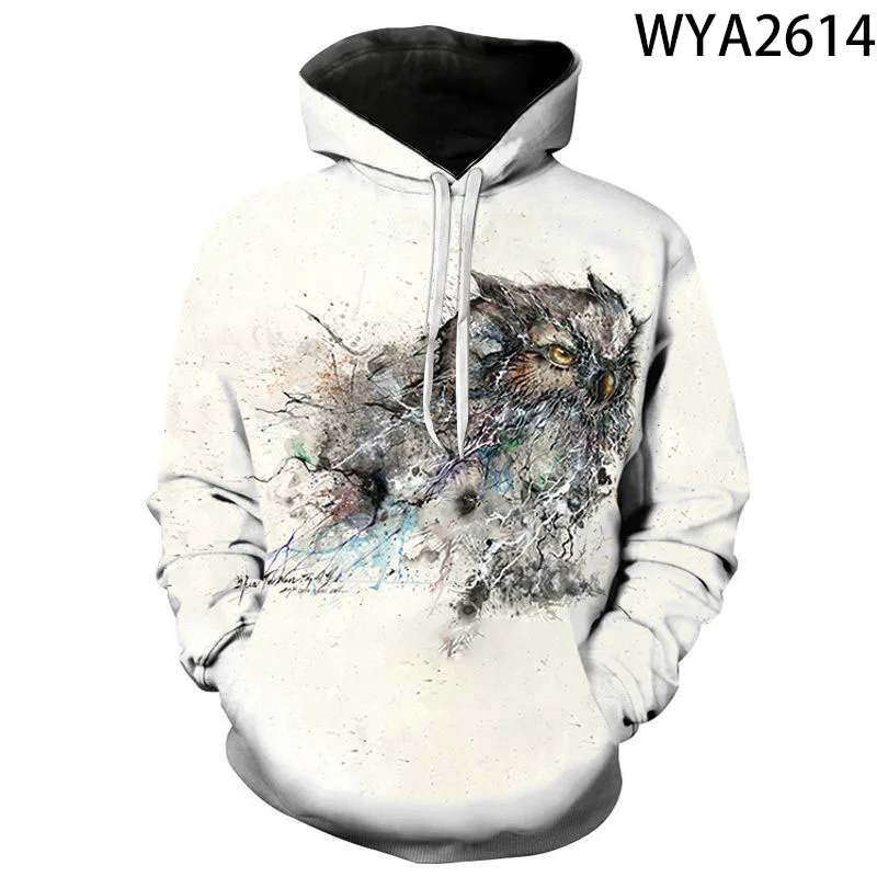Толстовки с капюшоном унисекс принтом совы | Мужская одежда
