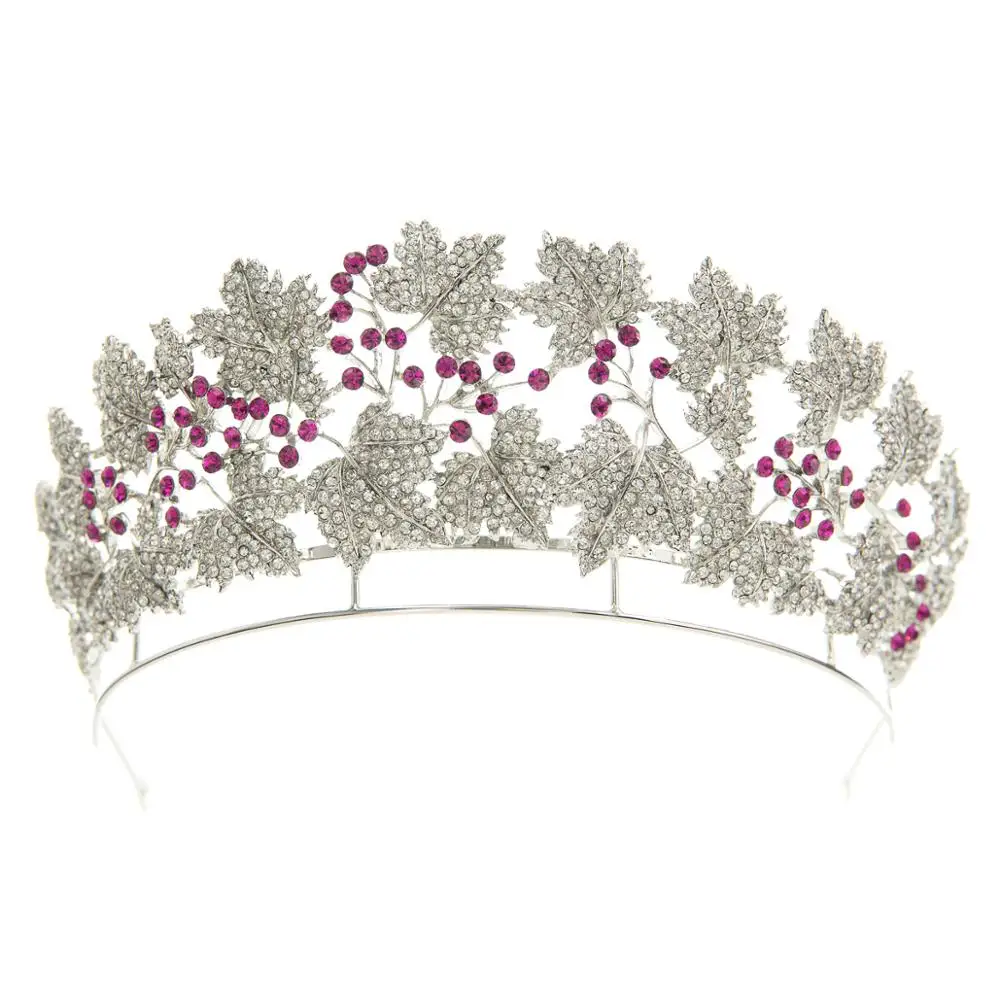 The Danish Royal Ruby Tiara,Crystal Crown Princess Mary Tiaras Crown,Wedding Silver Hair Jewelry HG129SIL