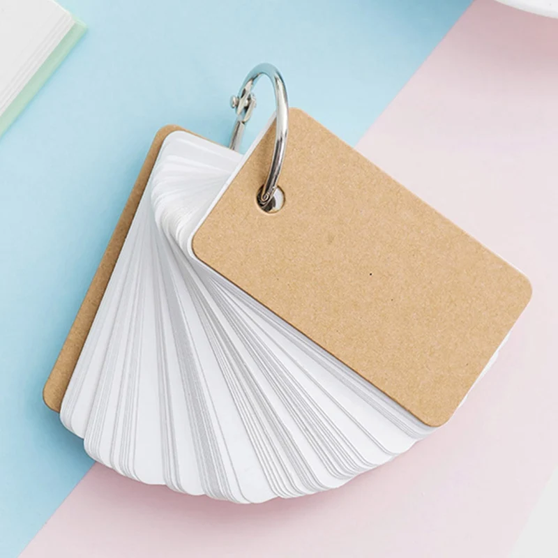 2021 Stylish Empty Page Blank Kraft Paper 90 Pages Notepad Word Study Card Portable Memo Pad Loose Leaf Notes DIY | Канцтовары для