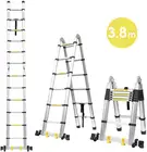 Складная телескопическая лестница, 3,8 м, безопасно расширяемая лестница в елочку, компактная Прямая лестница, утолщенная алюминиевая лестница