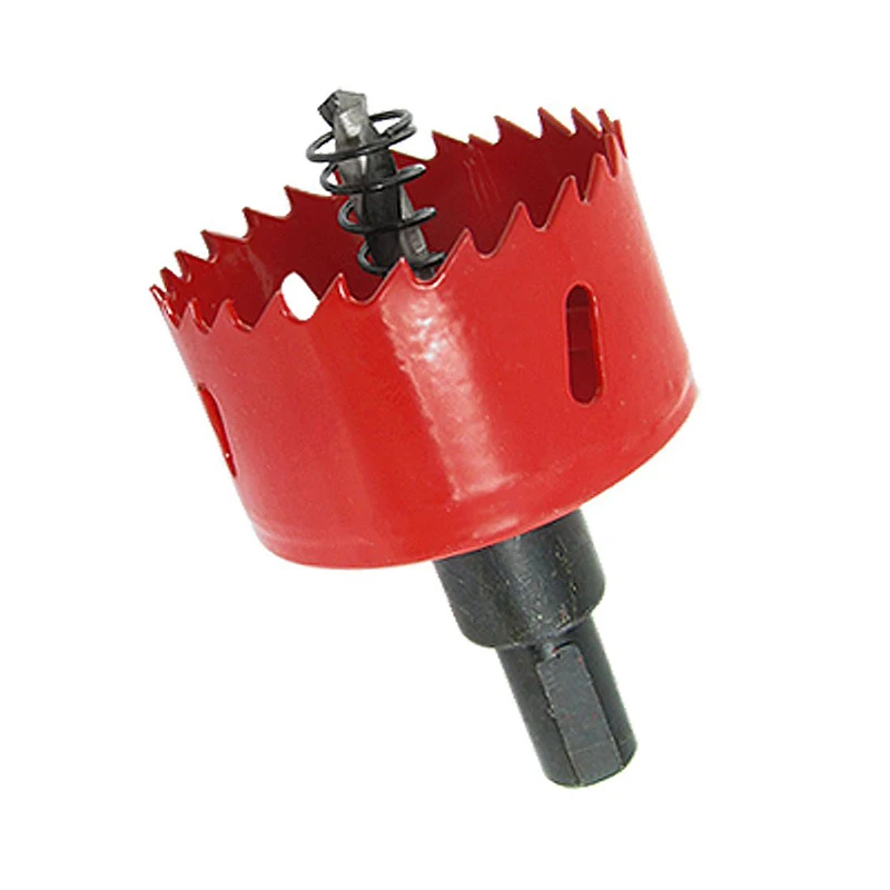 

53 mm diameter red twist drill hole saw with hex shank