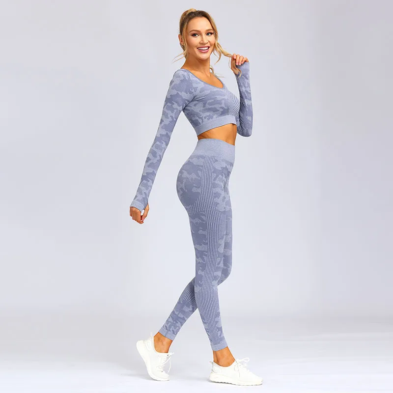 

Yoga Set Seamless Women Gym Sport Suit 2pcs Workout Clothes Autumn Winter Underwear Leggings Sports Crop Top Fashion