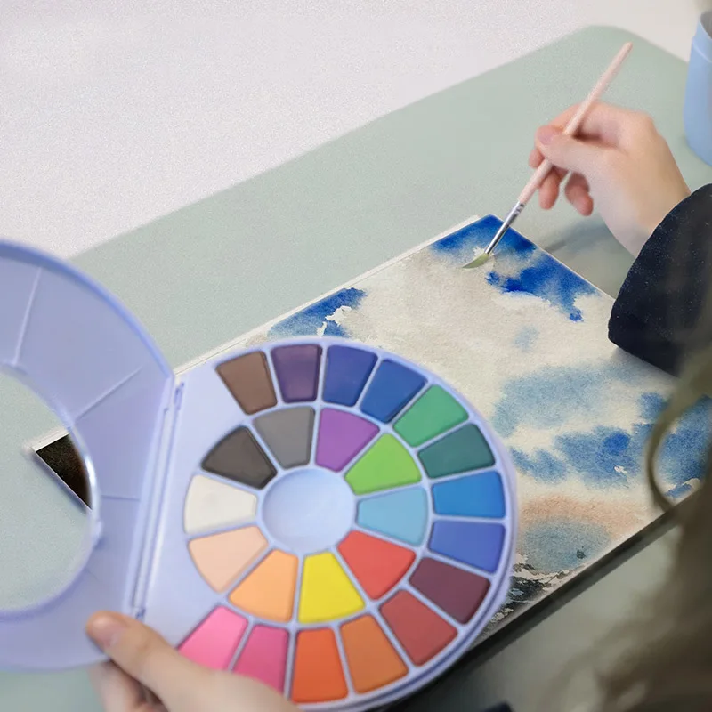 

24/38 Colors Solid Watercolor Pigment Paint Cute Snail Powder Water Color Painting Hand-painted Portable Painting Art Supplies