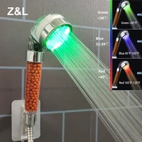 bathroom 37 colors changes temperature sensor led shower head water softener negative ion filter high pressure hand showerhead