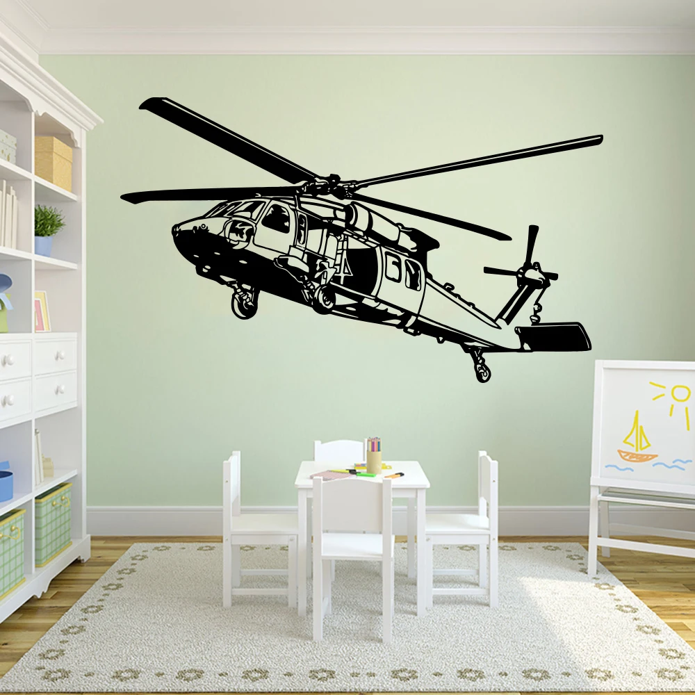 Moderne Black Hawk Hubschrauber Wand Aufkleber Spielzimmer Boy Zimmer Armee Mili Tary Flugzeug Doppeldecker Wand Aufkleber Schlafzimmer Vinyl Home Decor