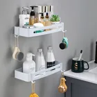 Полка для ванной комнаты Tuqiu, душевая полка, алюминиевая белая угловая полка для ванной, настенное крепление, черный алюминиевый держатель для хранения на кухне