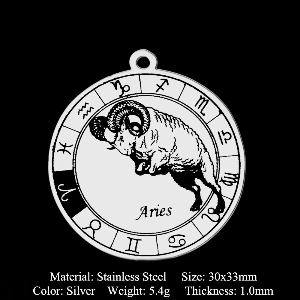 5 шт./лот 100% нержавеющая сталь 30 мм круглые Знаки зодиака Созвездия Сделай Сам