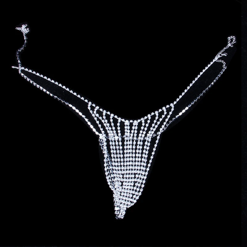 For Women Round Rhinestone Sexy Chain Body Jewelry Underwear Waist Crystal Thongs Belly |