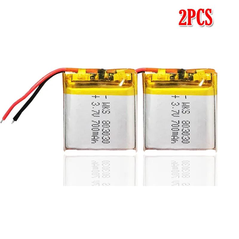 2pcs 3,7 в 700 мАч 803030 литий-полимерная LiPo аккумуляторная батарея для смарт-часов MP3 MP4 MP5 DIY игрушечный светодиодный светильник навигатор литий-ионный элемент - Цвет: 2pcs