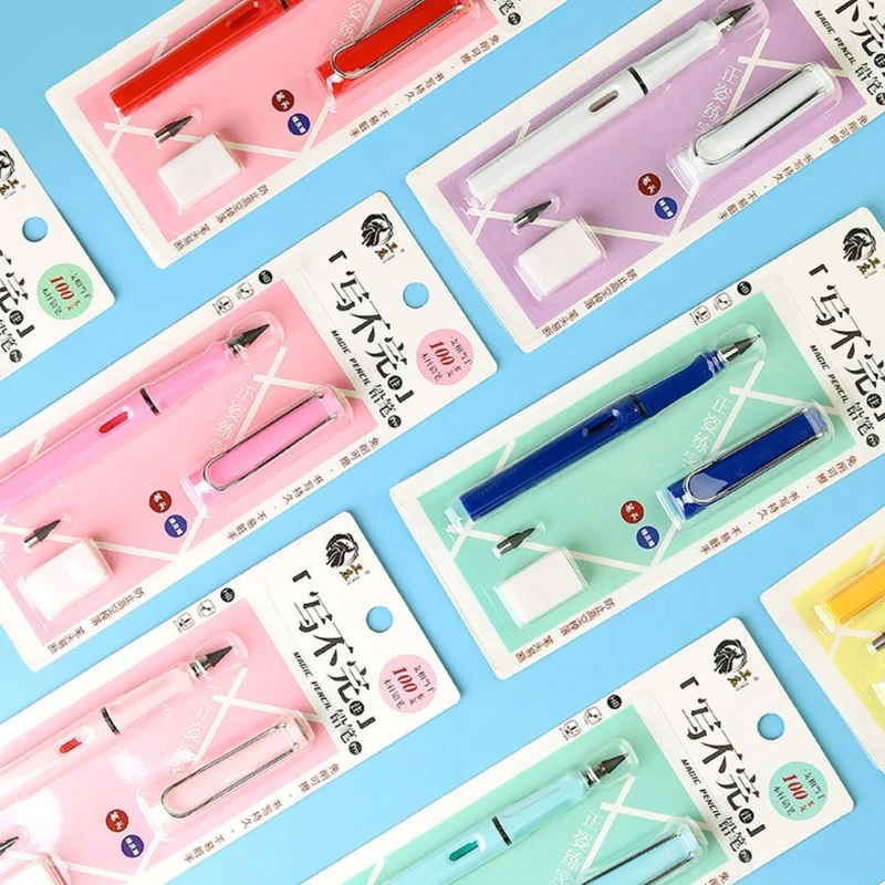 Portable Inkless Pencil Set Replacable Refillable Pen Screw Interface Design Detachable Nib with Eraser N2UA | Канцтовары для офиса