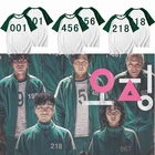 Новинка 2021 Корейская драматическая игра кальмар Мужская и женская футболка с коротким рукавом Li Zhengjae 456 футболки с круглым вырезом на осень