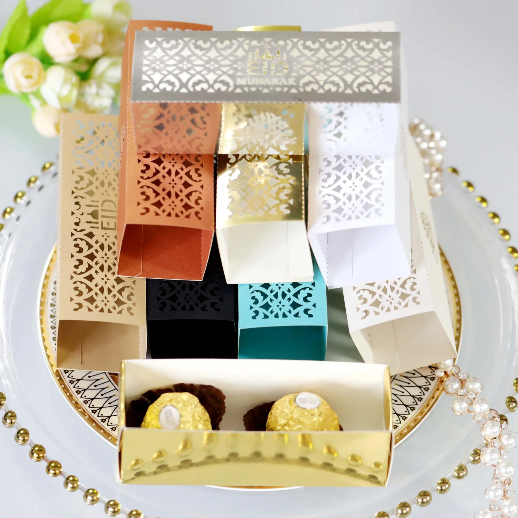 

10pcs/Set Eid Mubarak Candy Box Decor Ramadan Decorations for Home Islam Muslim Party Wedding Supplies Kareem Gift Favor Box