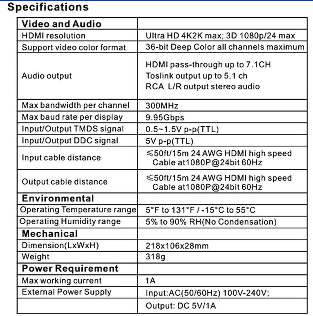 HDMI переключатель 5x1 HDMI коммутатор Аудио экстрактор 4 к x 2 к 3D ARC аудио EDID Настройка 7.1CH/ADV/2CH