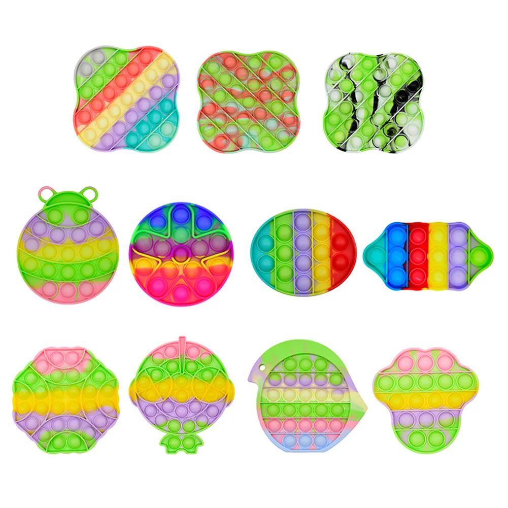 

Rainbow Animal Push Bubble Toy Push Pop Bubble Fidget Toy Stress Relief Interactive Toy for Kids Adults Silicone Game Disk