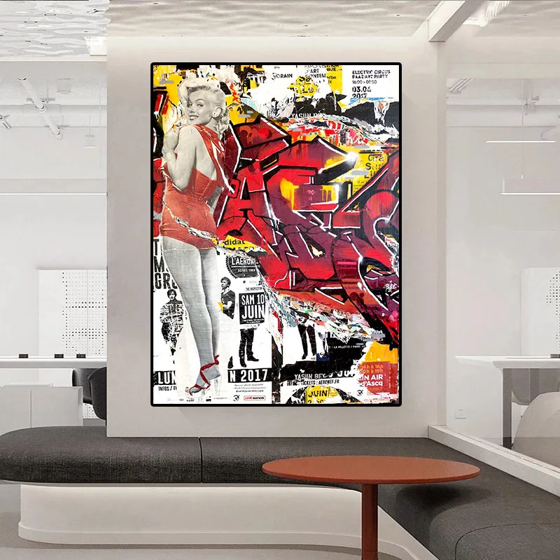 Граффити портрет на холсте Плакаты и печати абстрактный характер холст