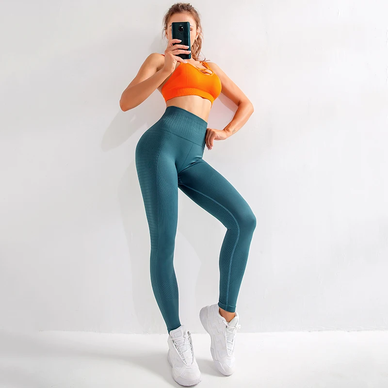 Женские Бесшовные Леггинсы для фитнеса бега йоги штаны с высокой талией контроля