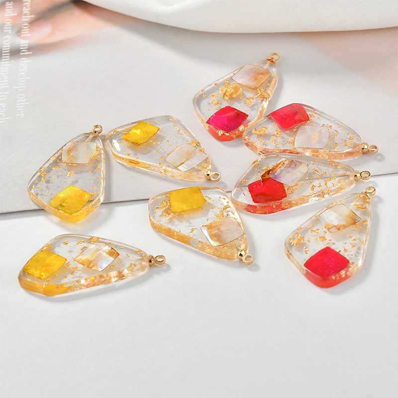 4 шт. Натуральный Цветной корпус золотой лист прозрачный акриловый кулон diy