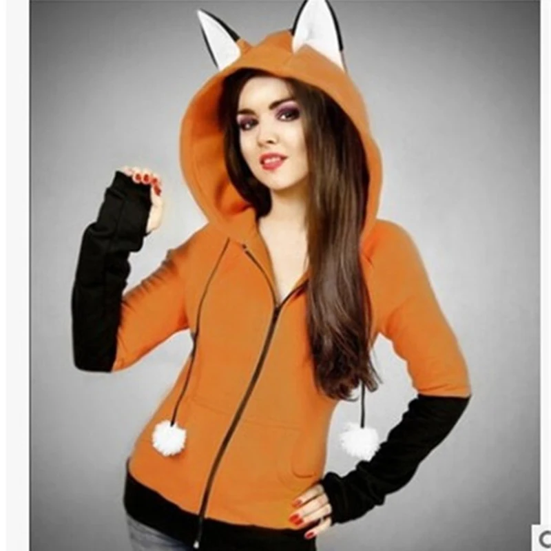 Костюм для косплея с животными лисьими ушами толстовка капюшоном пальто теплая