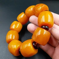 20mm amber yellow beeswax old honey wax amber bracelet round barrel bead hand row for men hand bangle suitable for 15 25cm free