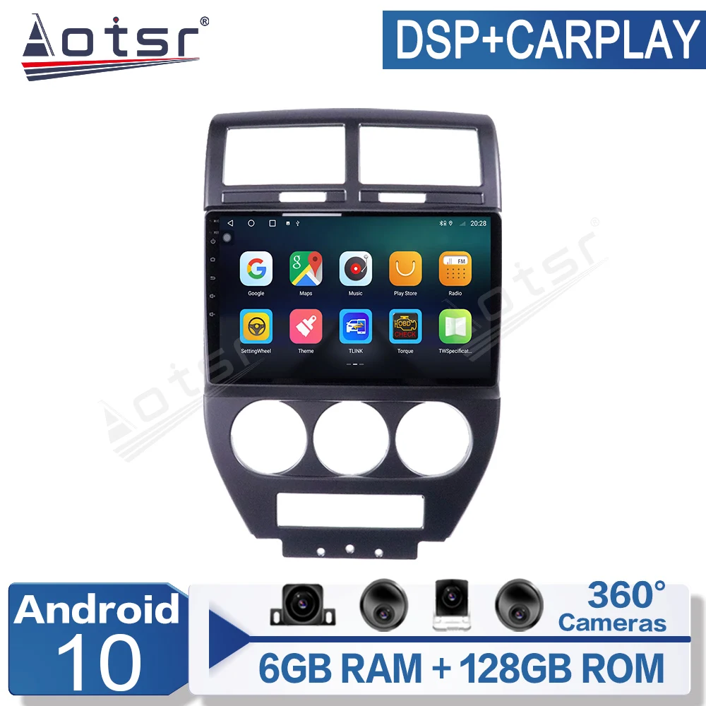 

Автомагнитола 6 + 128g Android 10 для Jeep Compass MK 2006-2010 мультимедийный видеоплеер навигация GPS мультимедийный Стерео DVD плеер