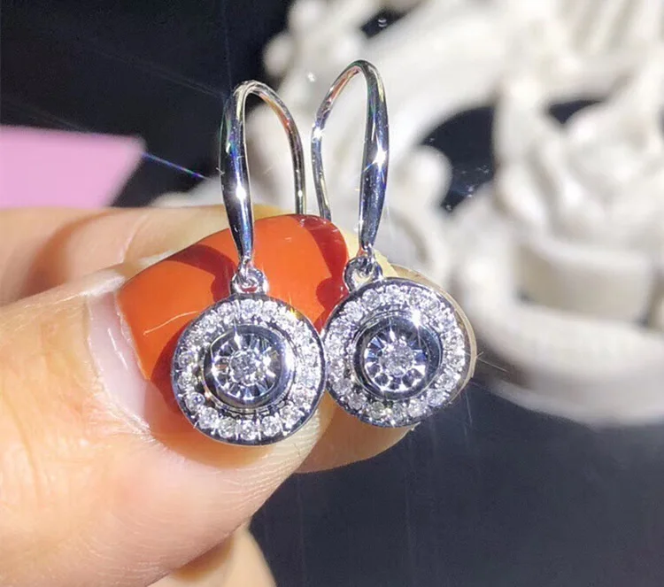 2020 Новая мода 925 Серебряные женские серьги на крючках белый циркон свадебные