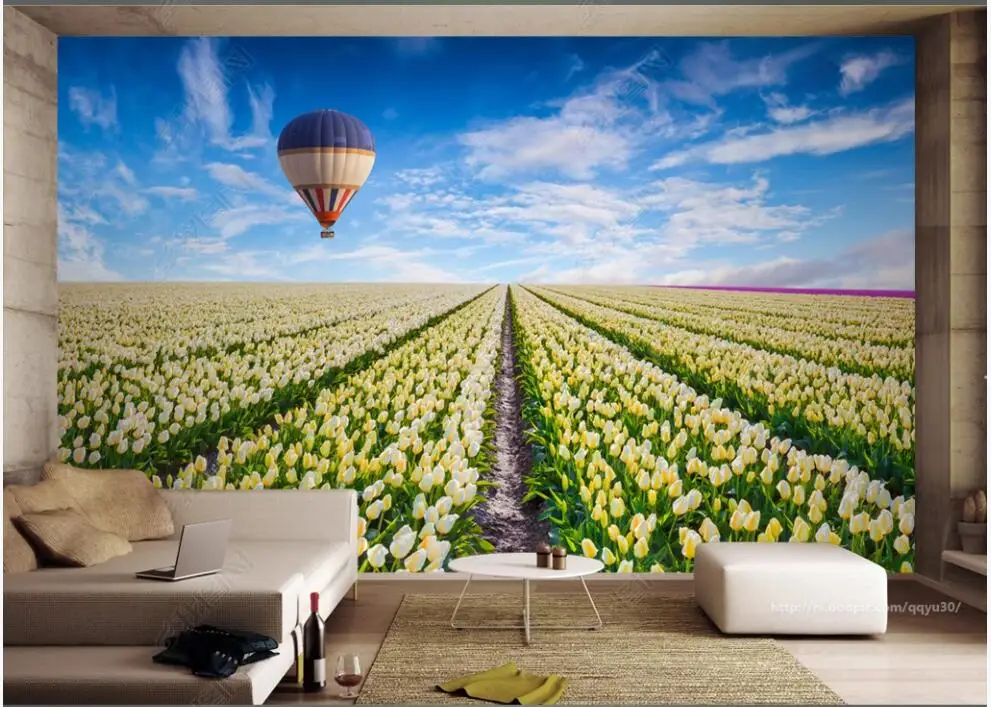 

Объемные большие настенные 3D-обои на заказ, тюльпан, цветы, морской, воздушный шар, ландшафт, домашний декор, фотообои на стену