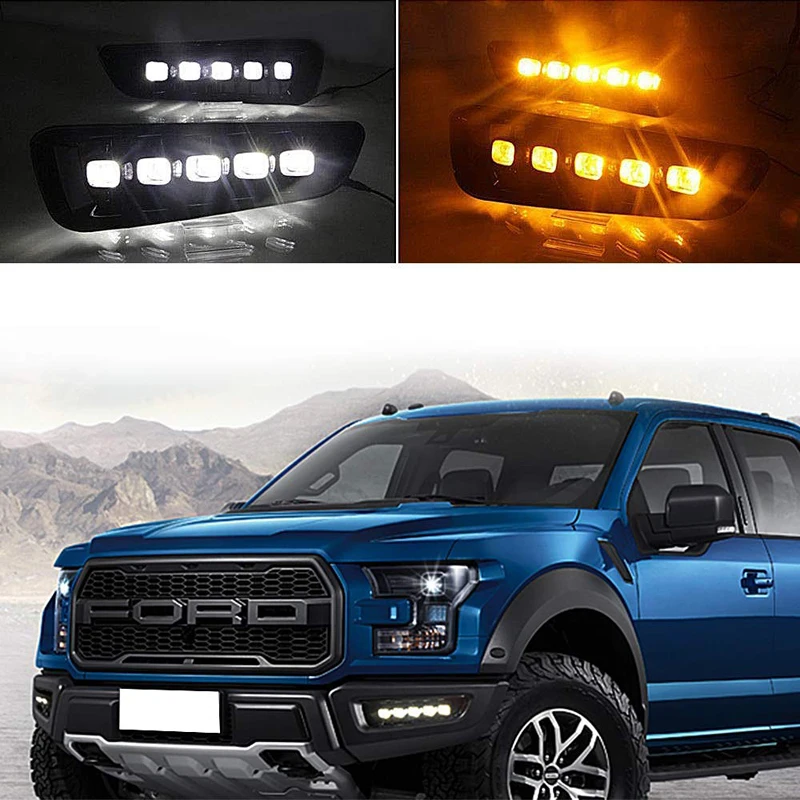 DRL For Ford F150 Raptor 2016-2018 Fog Lamp White Daytime Running Light Yellow TURN SIGNAL | Автомобили и мотоциклы