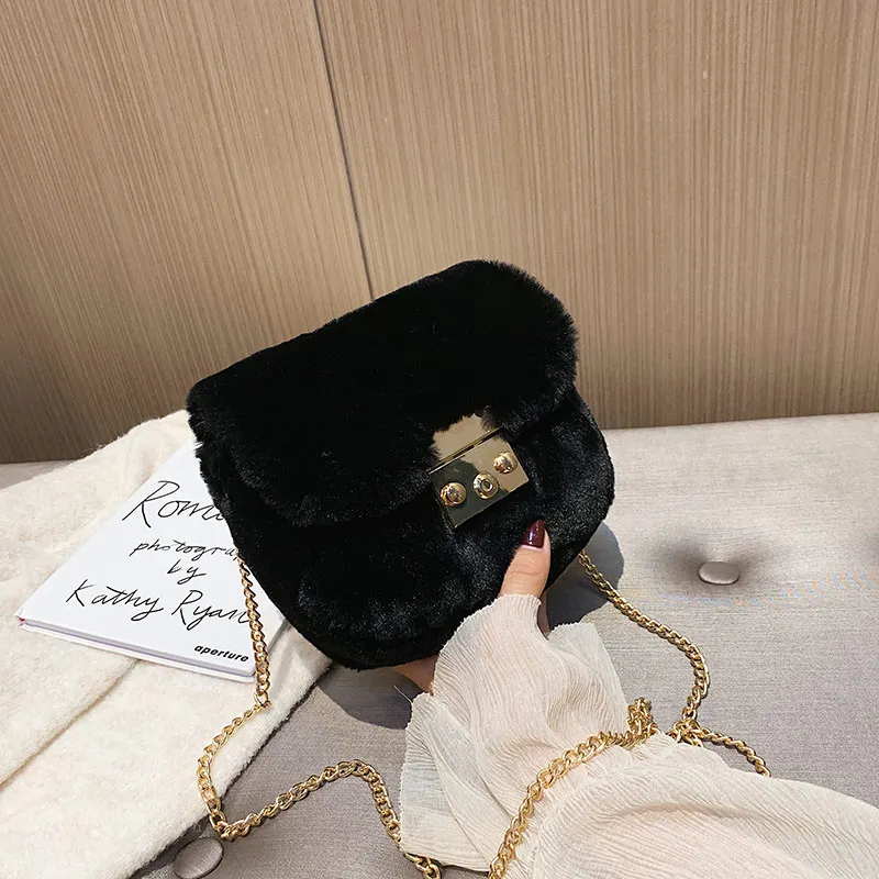 Пушистая женская сумка на плечо зимняя модная новинка 2019 сумка-мессенджер с
