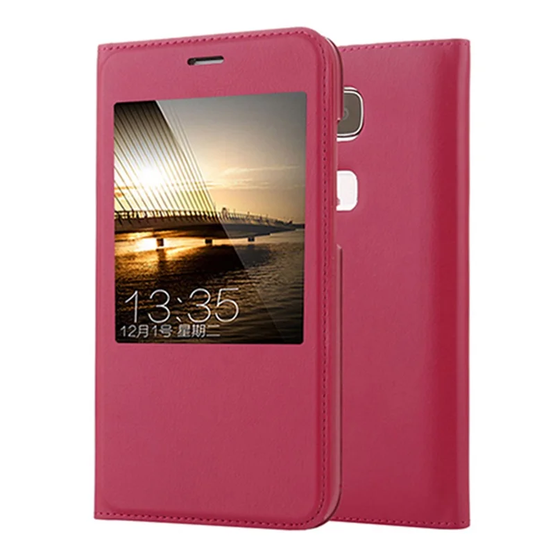 Rose Red Кожаный чехол для huawei G8, чехол, 5,5 дюймов, натуральная кожа, смарт-чехол, откидная крышка для huawei G7 Plus/G8 GX8, чехол для телефона s - Цвет: Rose Red