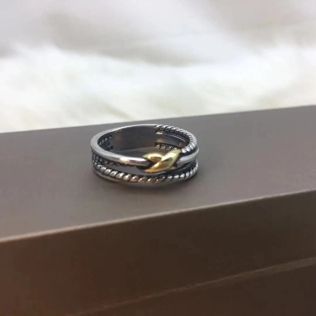 DR245 винтажное Ювелирное кольцо модный бренд мульти витой кабель проволочные